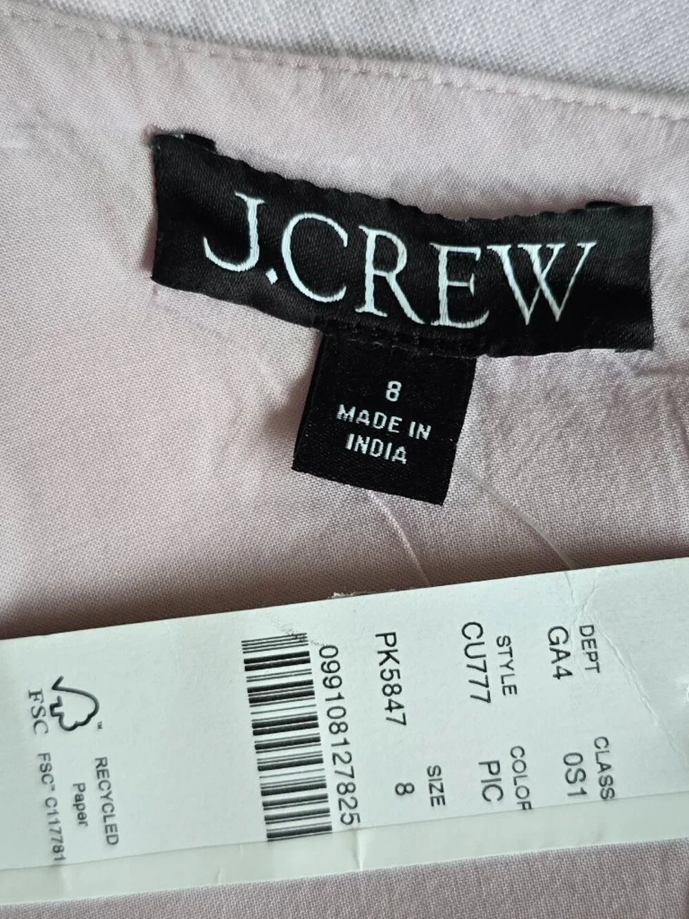 J.Crew Billie Linen Shift Dress NWT Size 8 Peppermint Ice Lavender Pink CU777